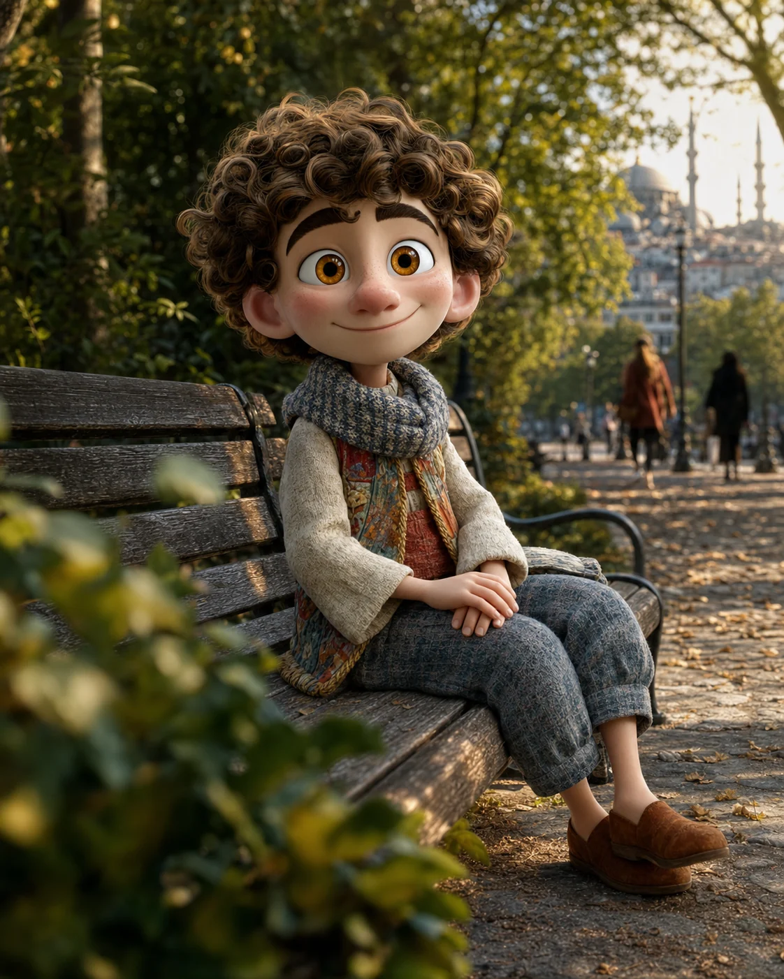 Ali a Gülhane Park egyik padján vár